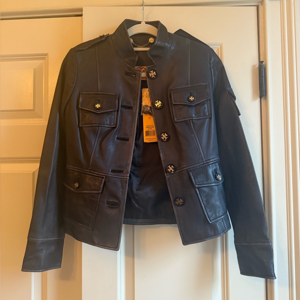 Authentic BNWT Tory Burch Women's Brown Leather Jacket